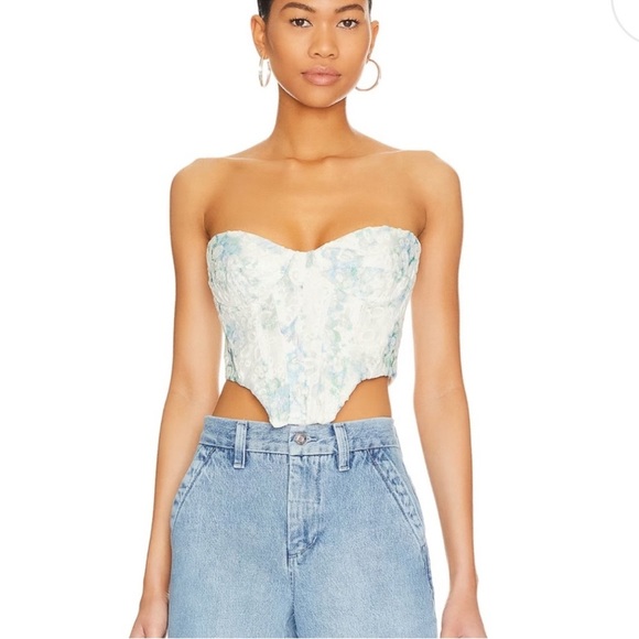 Bardot Women’s Lila Bustier Embroidered Corset in Water Floral Size Medium - Picture 1 of 7